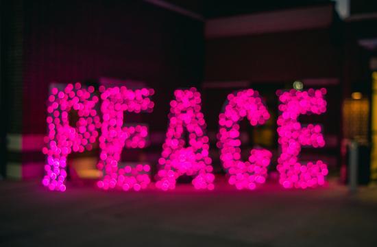 Sign with the words "peace" on it